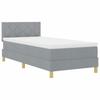 LED Box Spring Bed with Headboard Light Gray 100 x 200 cm Fabric