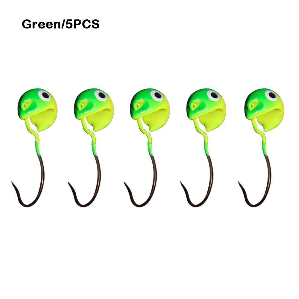 5Pcs Set Round Inverted Jigging Hook Colored Design Soft Worm Grub Hook  Soft Bait Fishing