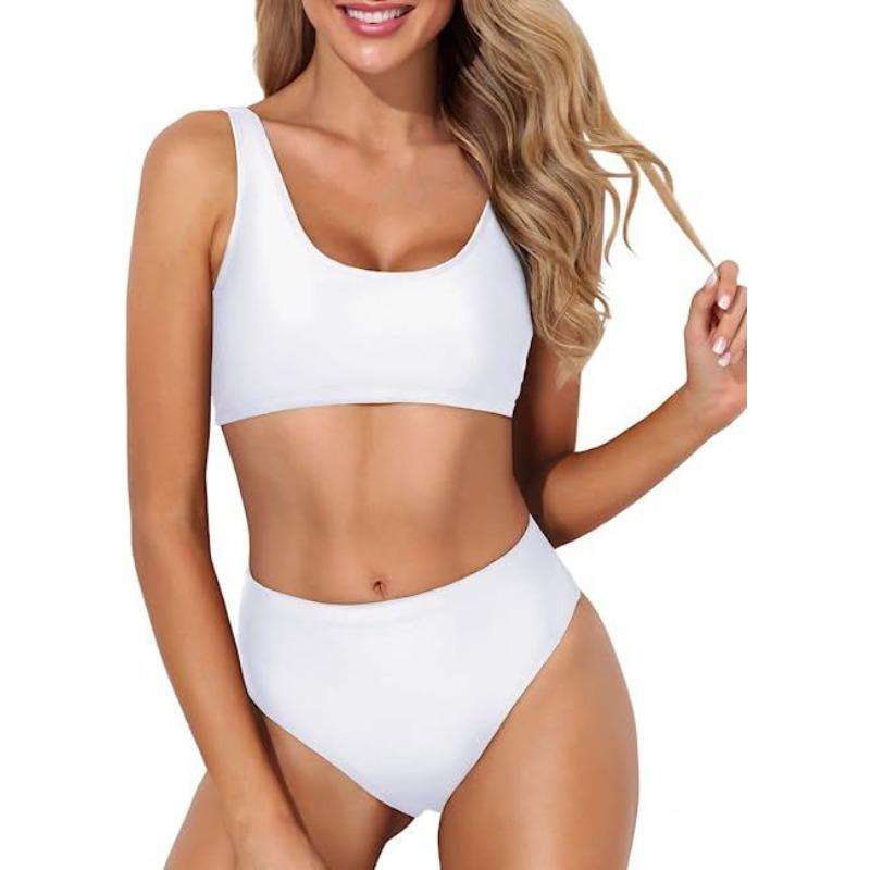 Women s split bikini casual and comfortable three-point two-piece swimsuit XS белый