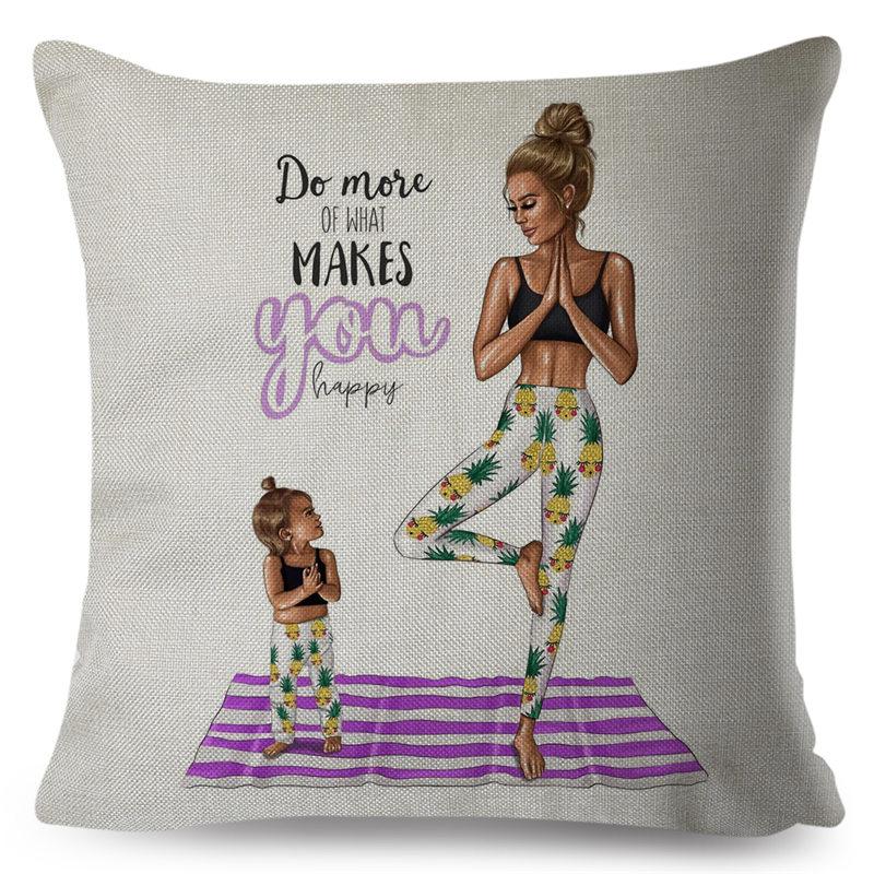 Fashion Cute Cartoon Super Mama Husă de pernă In 45*45cm Decor Mamă și Bebeluș Față de Pernă pentru Canapea Acasă Față de Pernă Super Daddy