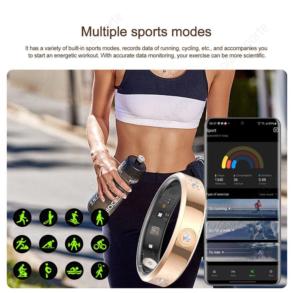 Smart Ring Heart Rate Sleep Blood Pressure Blood Oxygen Body Temperature Monitoring  New Multi-Sport Mode Smartring Women
