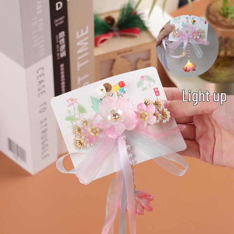 Elegant Hanfu-Inspired Hair Clip: Pearl Tassel Flower Design for Kids