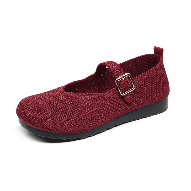 Old Beijing spring new women's casual shoes flying woven shoes breathable casual shoes non-slip versatile women's single shoes