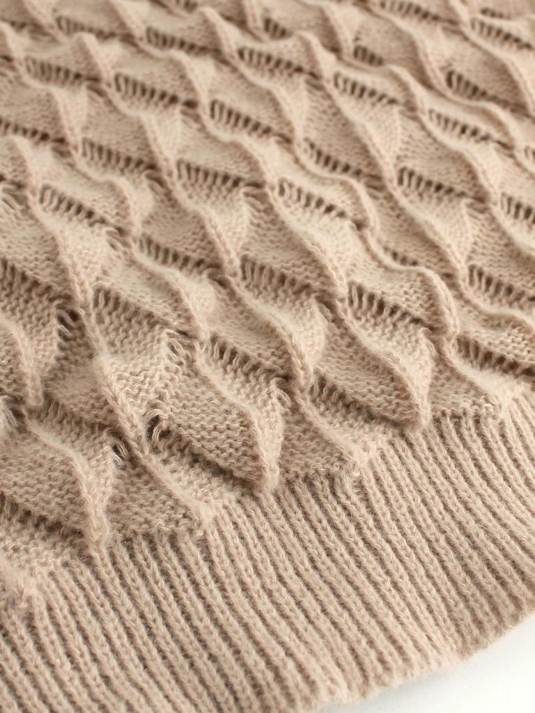 Women's V-neck Long Sleeve Knit Sweater Pullover for Spring and Autumn