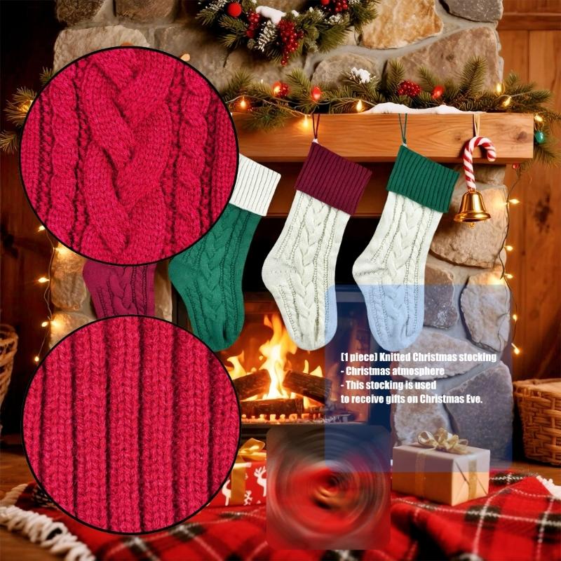 Holiday Stocking Large Capacity Knitted Sock For Christmas Gifts Elegant Reusable Festival Home Decoration