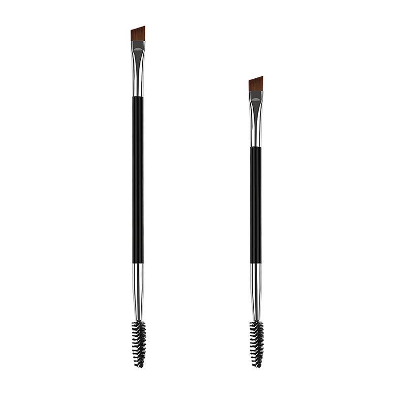 Double-Ended Eyebrow & Eyeshadow Brush - Angled Concealer & Spiral Eyelash Tool for Professional Eye Makeup