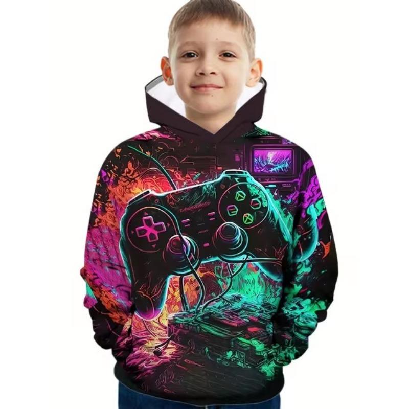 Retro Sporty Cartoon Hoodies Daily Harajuku Kawaii Comfortable Streetwear Vintage Kids Sweatshirts Autumn Winter Clothes