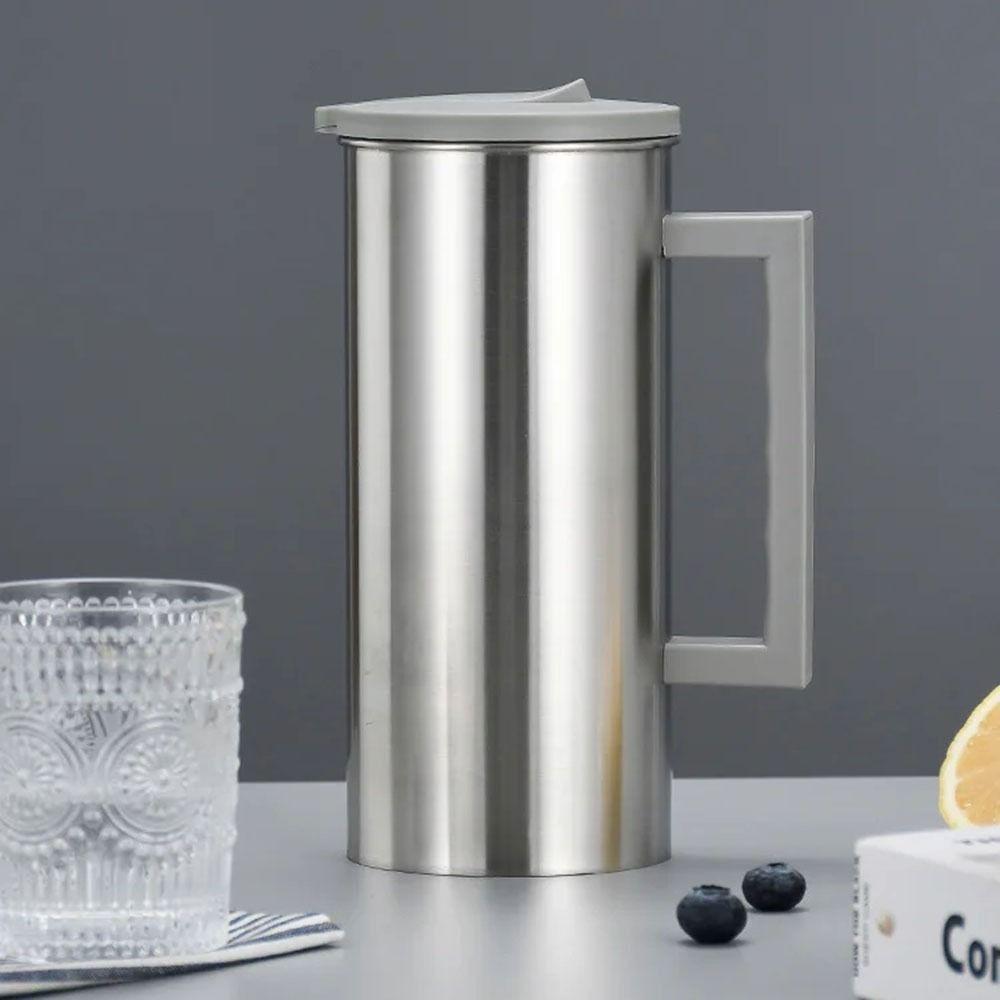 Stainless Steel Large Water Jug Flip Top Lids Iced Tea Pitcher Metal Water Bottle  Travel