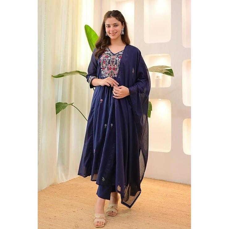 Schönes Party-Wear Ethnisches Kurti-Hosen-Dupatta-Set Indisches Designer-Anarkali-Anzug