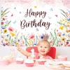 Wildflower Background Happy Birthday Backdrop Spring Flower Theme Party Supplies Kids Friends Baby Shower Party Decoration