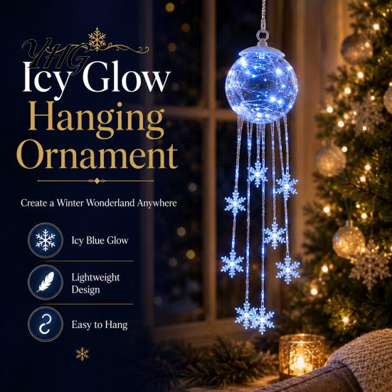 Reusable Festive Ornaments LED Hanging Christmas Ornament, Icy Glow Sparkling Snowflake Cascade Decoration, Party Favors Winter Lighted Decor for Tree