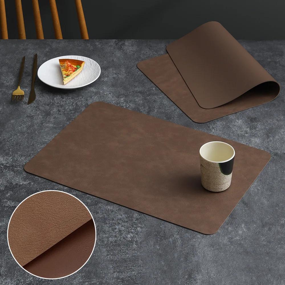 Luxury Placemat Leather Waterproof Double Layer Cowhide Western Food Mat Hotel Insulation Mat Placemats for Dinning Table