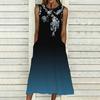 Ladies Oversized Sleeveless Round Neck Dress Vibrant Large Bouquet Floral Loose Midi Gown