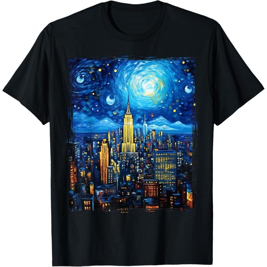 New York City USA Empire State Building Van Gogh T-Shirt(1) XXXXXL