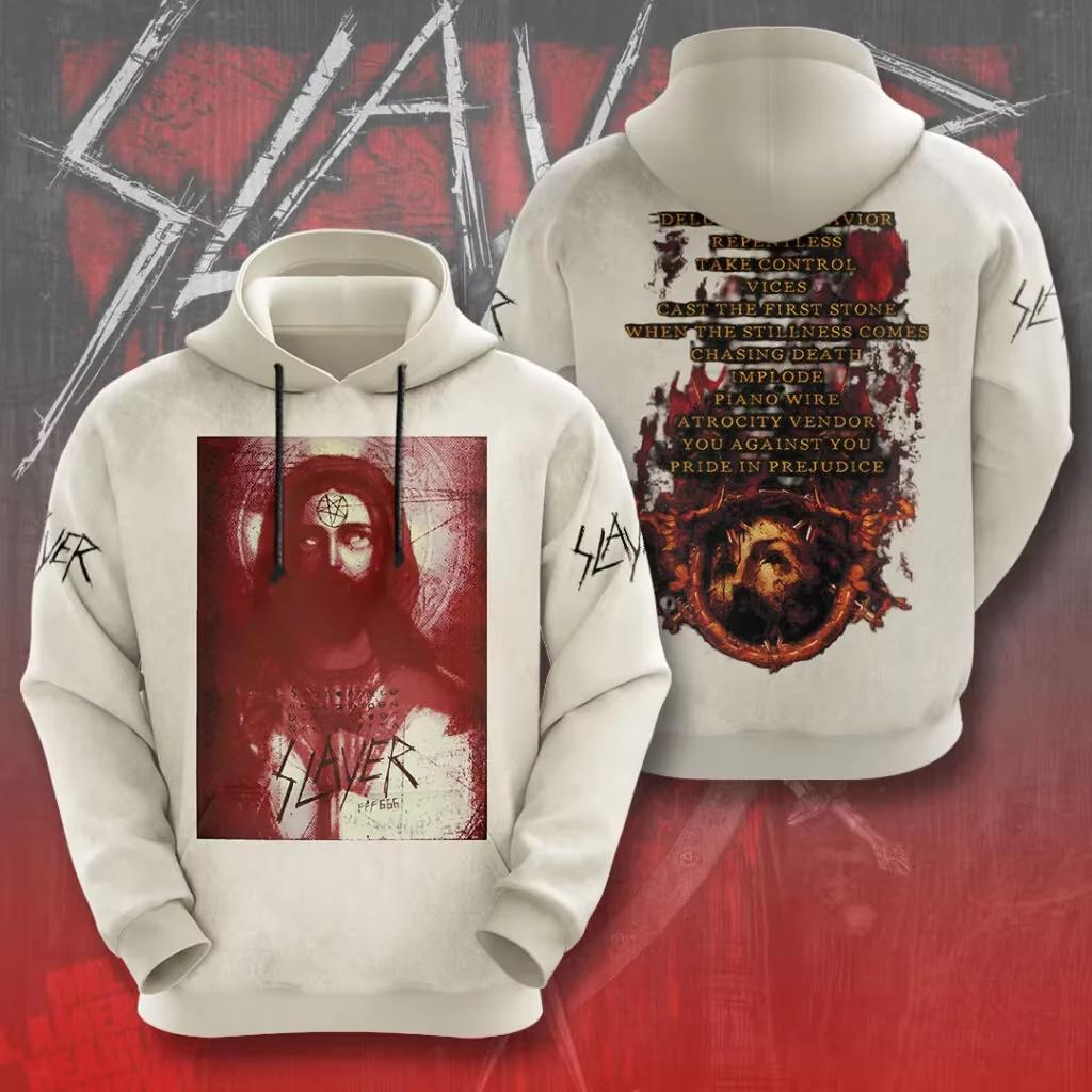 Rock Band Slayer Sweat à capuche imprimé 3D Hommes Femmes Mode Hip Hop Sweat à capuche Sweat-shirt Vêtements pour adultes Masculina Sudaderas Hombre