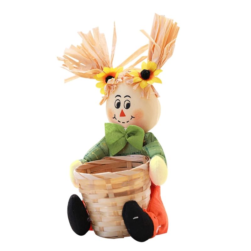 Fall Thanksgiving Scarecrow Decorations Halloween Scarecrow Fall Harvest Sitting Scarecrow Decor for Autumn Halloween