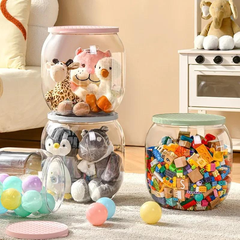 Children Chair Plush Toy Container Doll Box Basket Artifact Transparent Bucket Plastic Storage Stool