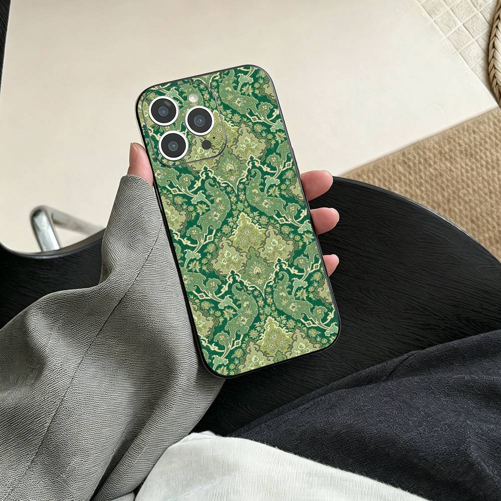 

Funny Persian Floral Carpet Phone Case For iPhone 17, 16,15,14,13,12,11 Plus,Pro Max, Others Soft Black Cover iPhone11PROMAX
