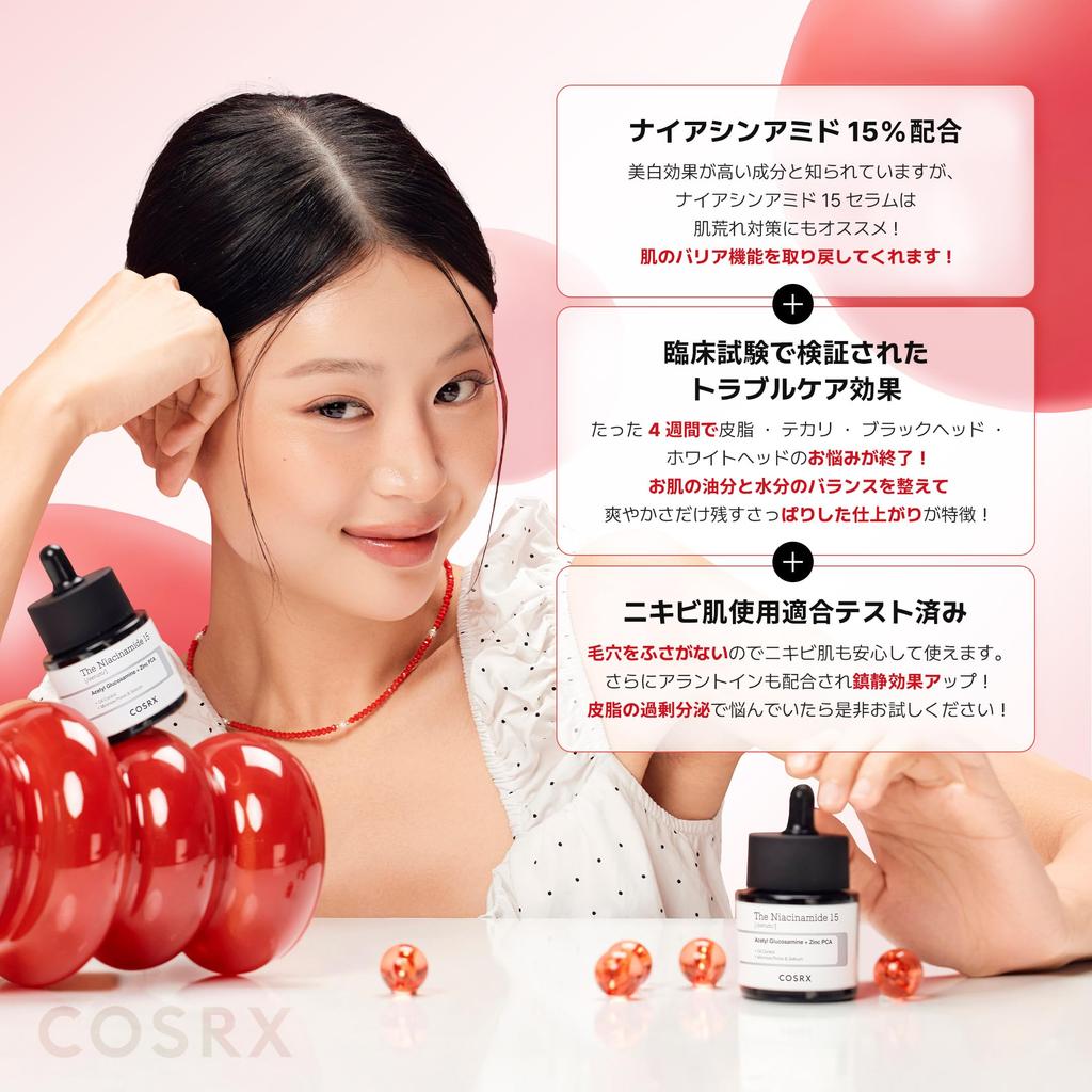 COSRX Siero alla Niacinamide Niacinamide 15 Niacinamide Contenuto più Alto di Niacinamide nel suo Serie per Problemi Sensibili Base Cosmetici Coreani, 20ml, 15%