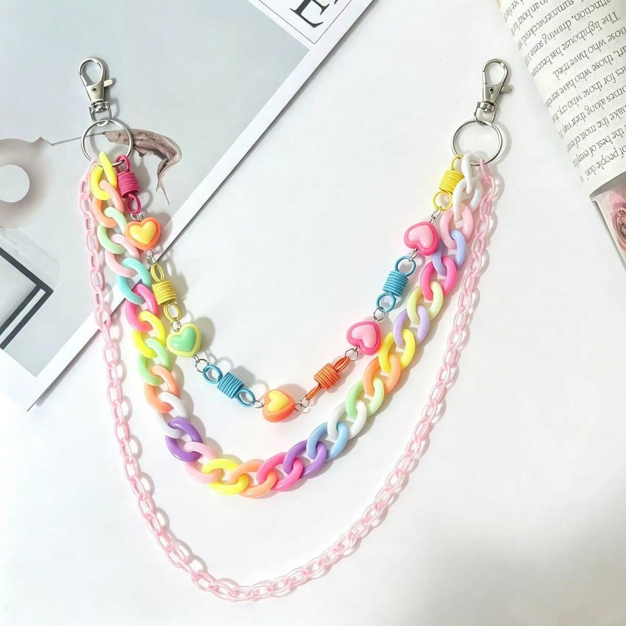 Regenbogen Hosenkette Bär Blume Jeans Kette Süß Cooles Mädchen Tragen Dekorative Kette Style 3 bunt