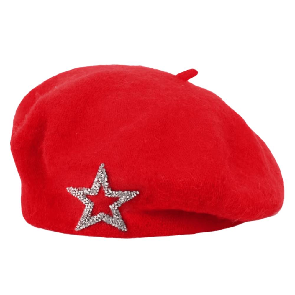 Five-Pointed Star Knitted Painter Hat Soft Beanie Cap Streetwear Wool Beret Autumn