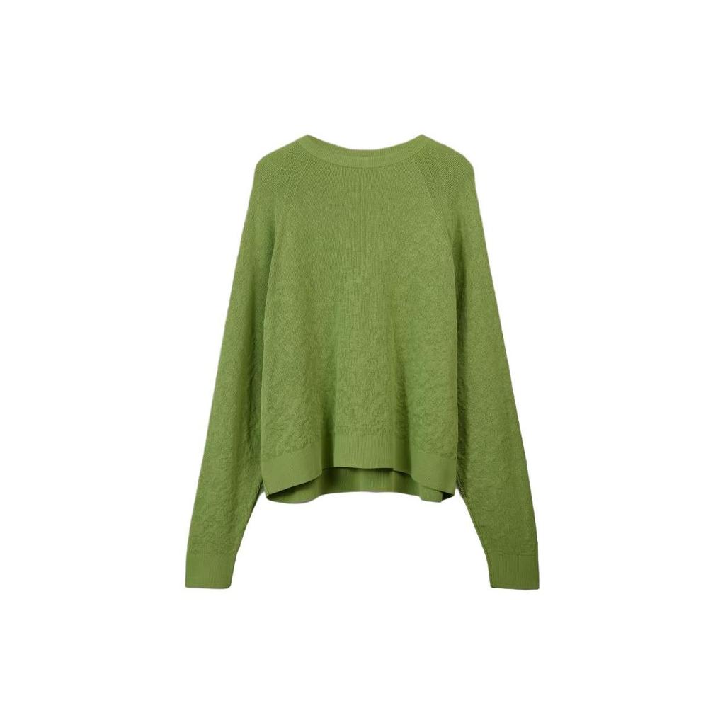 Y-3 Solid Color Knitted Crew Neck Long Sleeve Sweater Unisex Sweater Green IP7713