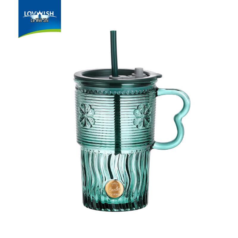 LOVWISH Lucky Double-Layer Glass Straw Cup