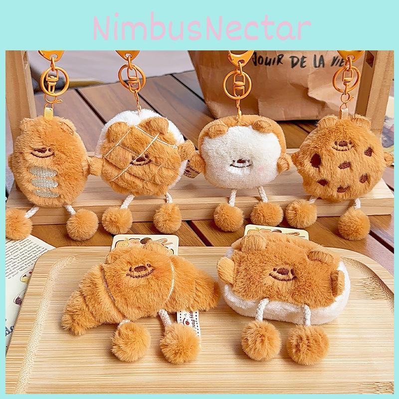 Sausage Bread Toast Adorable Mini Bear Plush Keyring Extensible Feet Kid Cartoon