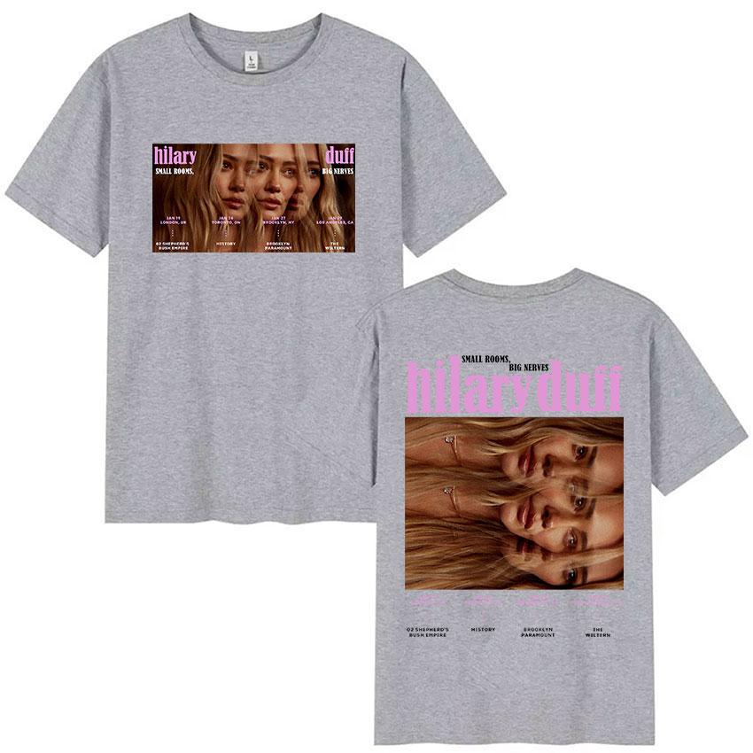 Hilary Duff SMALL ROOMS BIG NERVES Tour 2026 Grafisk T-shirt Unisex Dam Sommar Estetisk Vintage Mode Överdimensionerad Bomulls-T-shirt