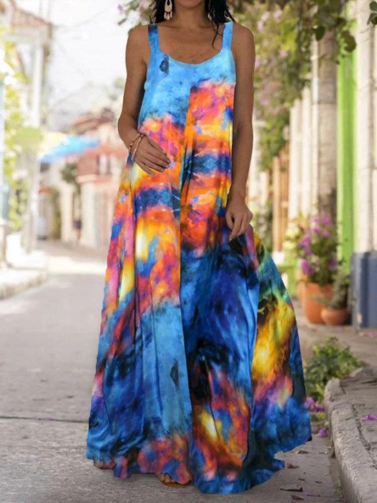 2025 Bohemian Off Shoulder Strapless 3D Tie Dye Dress