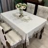 Tablecloth Dining Table Cloth European Rectangle Table Cover Round Embroidered Fabric Insulation Chair Cover Lace Cushion Set