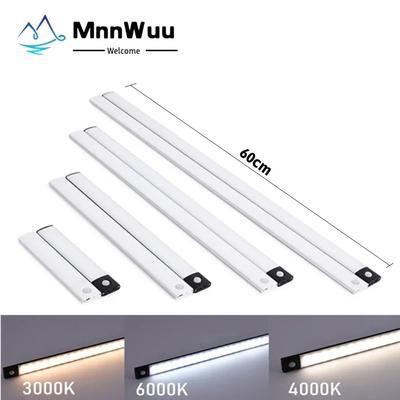Sensore di movimento a 3 colori sotto l'armadio Luce notturna a LED USB ricaricabile Luce per armadio Cucina Camera da letto Illuminazione Lampada da parete per cucina