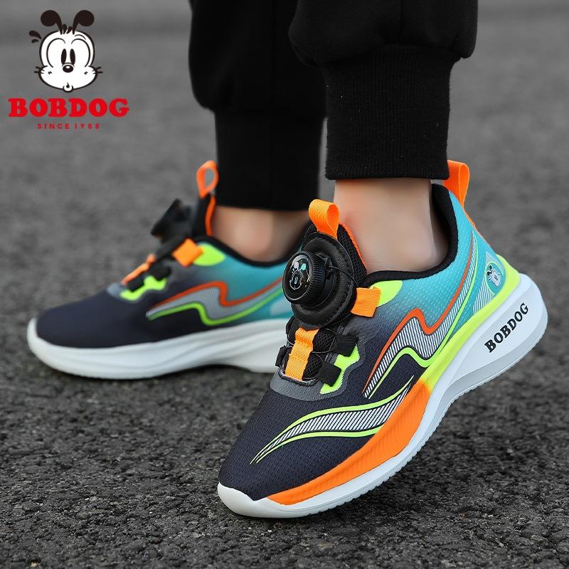 Babu bean mesh breathable children's shoes 2025 spring and autumn new boys running shoes medium and older children's button sports shoes
