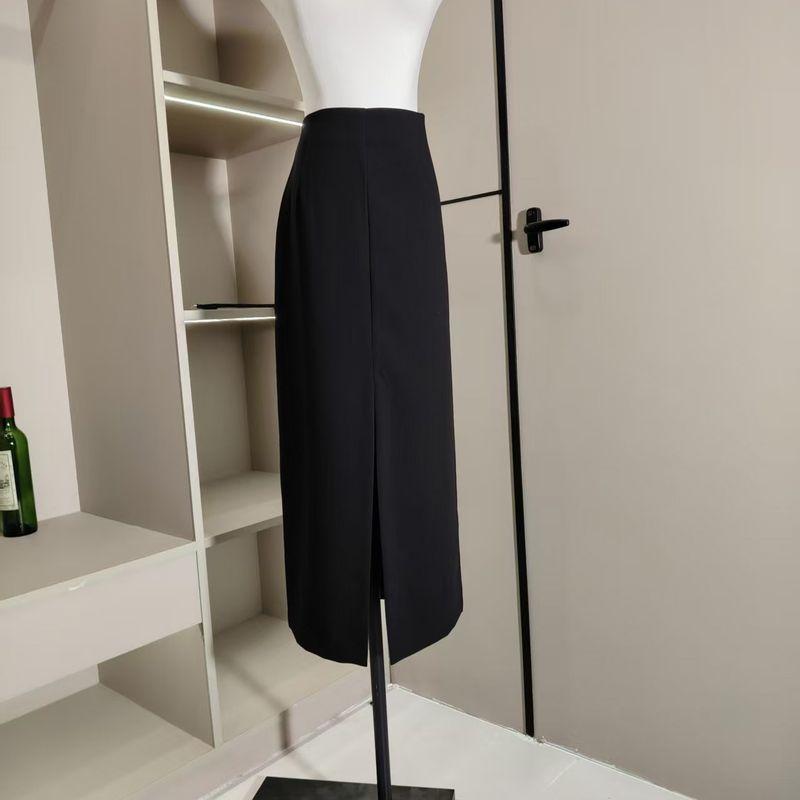 

Высококачественный российский экспортный заказ Высокоэластичная юбка с передним разрезом и высокой талией Black M