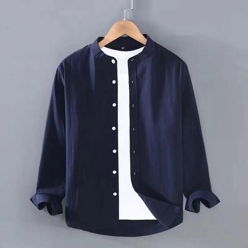 New Men'S Loose Casual Retro Coat Top Bottom Coat Cotton And Hemp Versatile Daily Classic Cardigan Beach Shirt Men'S Style