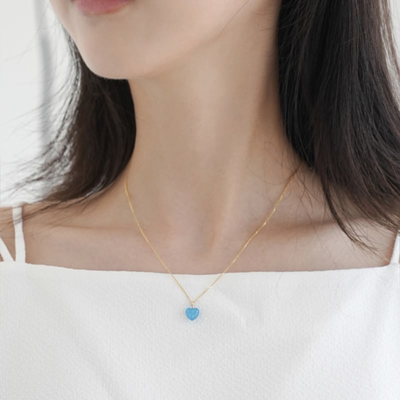 modernlike 14k gold-filled silver blue quartz crystal heart necklace