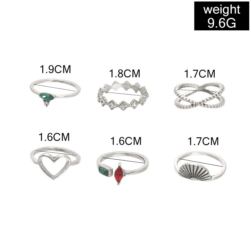 New Love Scallop Cross Openable Diamond Set Ring 6-Piece Combination Joint Ring