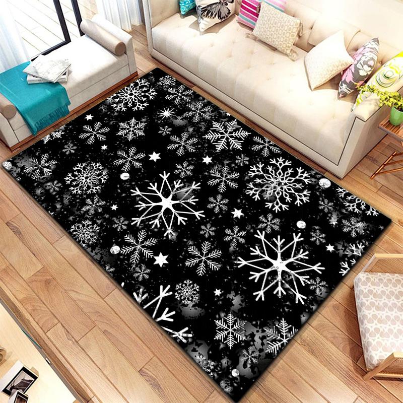 Art Snow Christmas HD-bedruckter großer Teppich, Teppich für Wohnzimmer, Schlafzimmer, Sofa, Dekoration, rutschfeste Fußmatten
