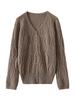 2024 Autumn/Winter Slimming V-Neck Hollow Knit Cashmere Cardigan