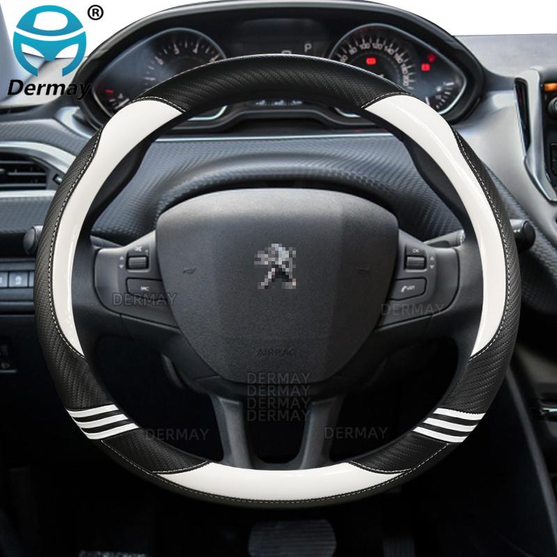 

Чехол на руль автомобиля для Peugeot 2008 I II 2013 ~ 2022, милый чехол из углеродного волокна + искусственная кожа для девочек, модные автоаксессуары