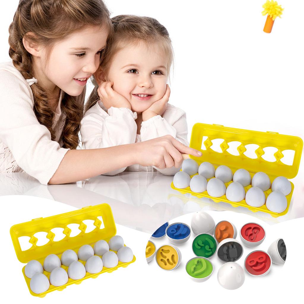 Matching Eggs Puzzle Set, 12-Piece Sorting Learning Toy, Fine Motor Skills Learning Game, Travel-Friendly Gift Idea
