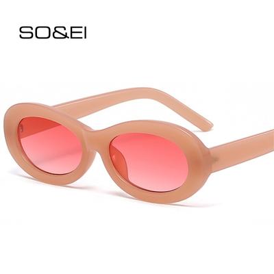 SO&EI Retro Small Oval Sunglasses Women Fashion Jelly Color Shades UV400 Men Purple Green Sun Glasses