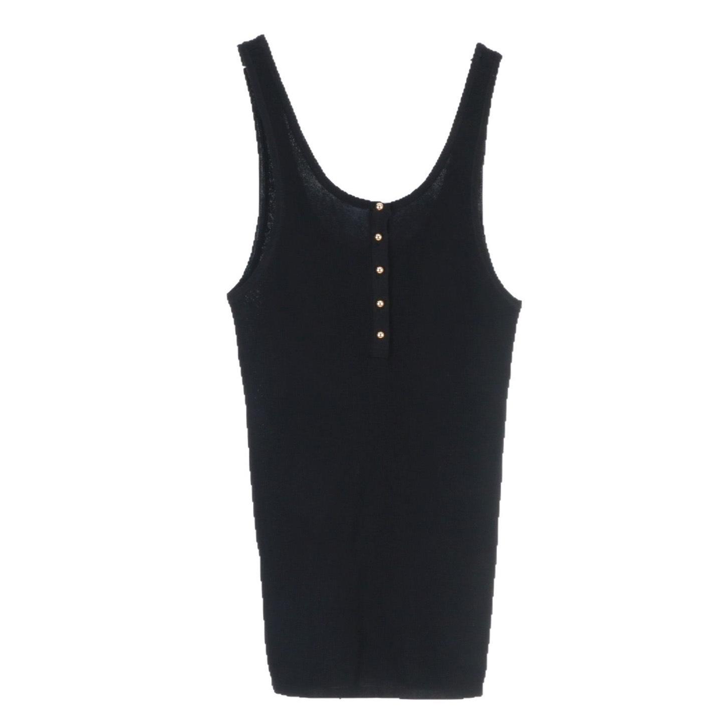 

Женская французская майка S Family: Топ без рукавов с U-образным вырезом и широкими бретелями, облегающей вязки, для весны и лета Medium