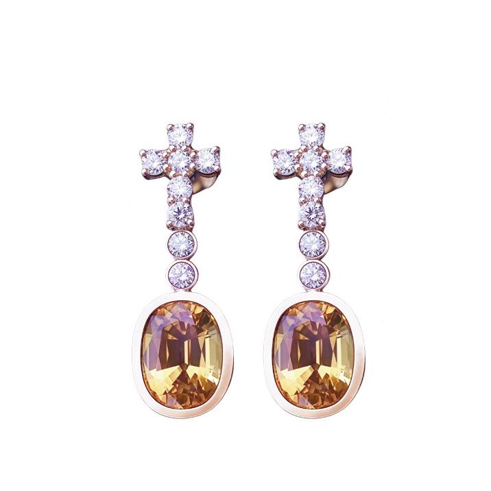 Hip Hop Gd Quan Zhilong Same Cross Zircon Stud Earrings Female Personality Trendy Male High-End Pure Earrings