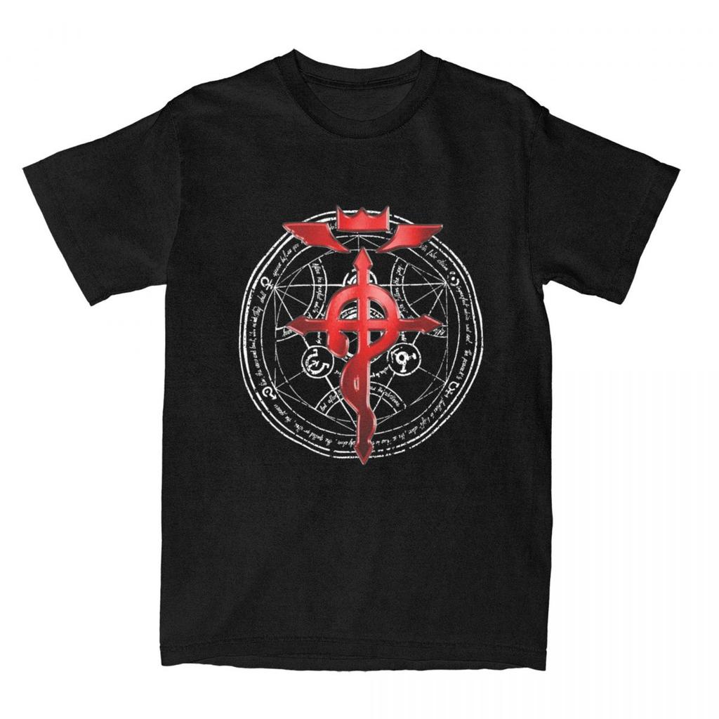 Men Fullmetal Alchemists Fusion T Shirt Alchemy Crossing Pure Cotton Clothing Crazy Short Sleeve Round Neck Tee Shirt T-Shirts