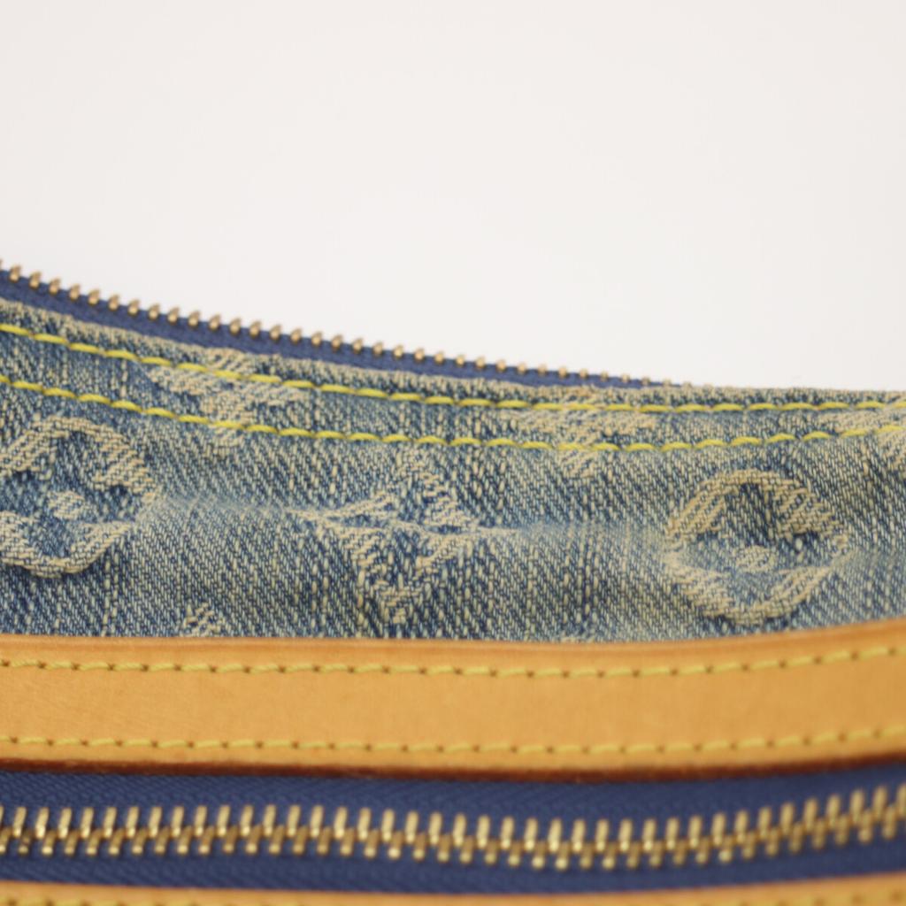 Louis Vuitton 06 M95049 Monogram Denim Baggy PM Long Strap Shoulder Bag blueUsed