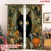 2 Stück 2D-Flachdruck Weihnachts-Vorhänge Katze1 Strapazierfähige Polyesterfaser Party-Dekorationen Perfekt für Festliche für Schlafzimmer Wohnzimmer