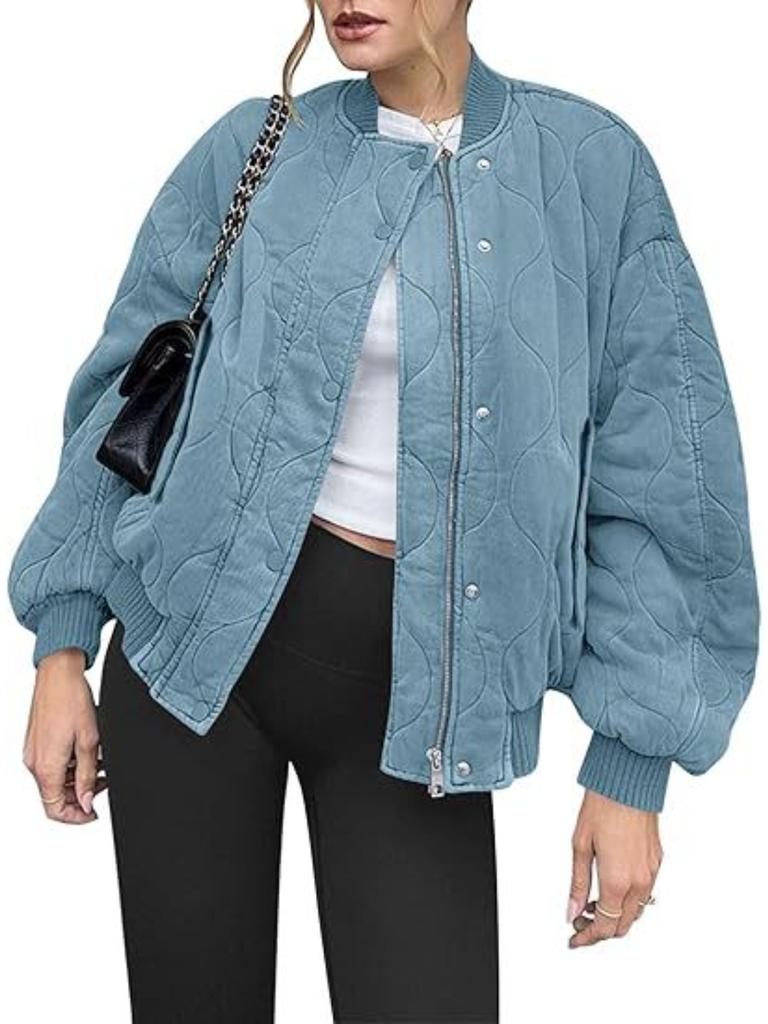 Women Jacket ,stand Collar, Pure Color, Loose and Casual, Long-sleeved ,zipper Fleece Jacket,single-breasted Plush,pocket,baseball Jacket