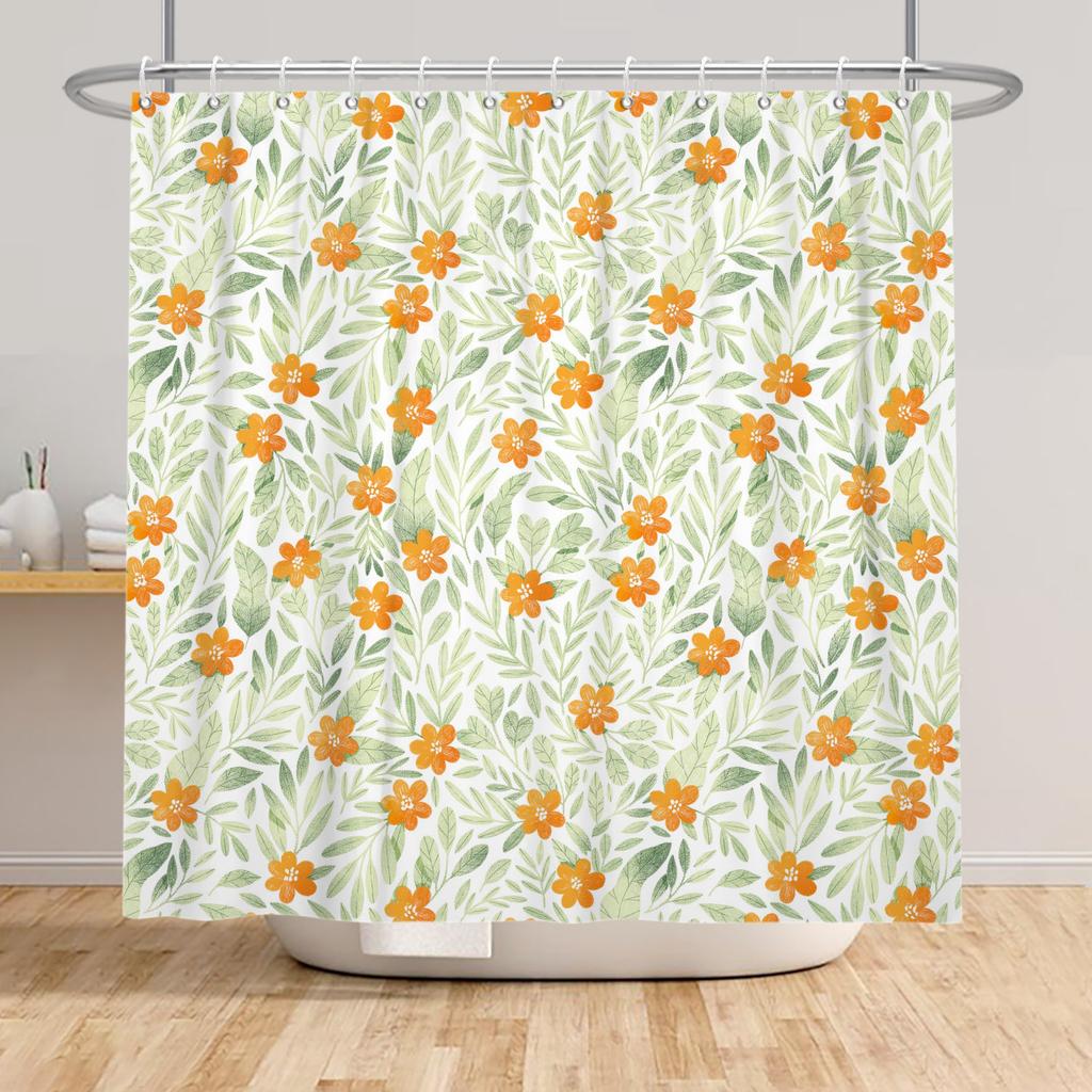 Yellow Sunflower Shower Curtain Spring Floral Bathroom Decor Hanging Curtains Fresh Floral Plant Patterns Waterproof Curtain