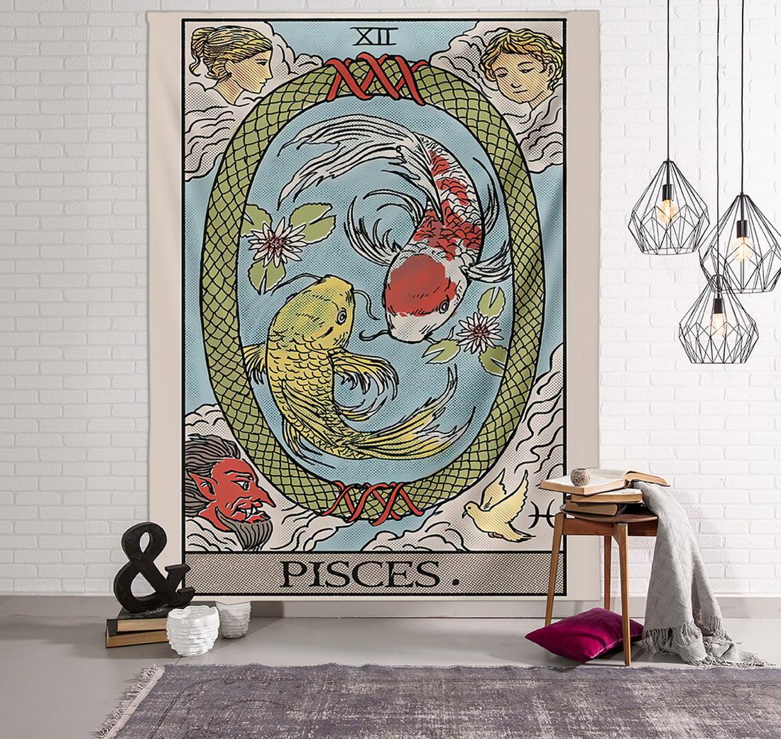 

Колдовство гадание украшение дома психоделический богемный хиппи настенный подвесной Лунный Таро карты настенный гобелен тапиз 150X100CM